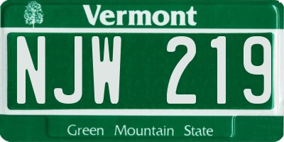 VT license plate NJW219