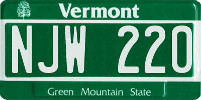 VT license plate NJW220