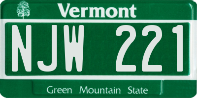 VT license plate NJW221