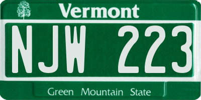 VT license plate NJW223
