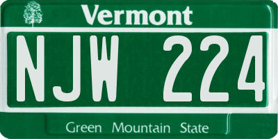 VT license plate NJW224