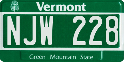 VT license plate NJW228