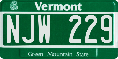 VT license plate NJW229