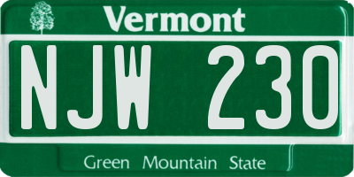 VT license plate NJW230