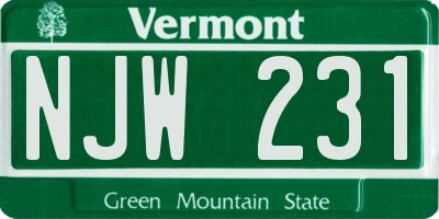 VT license plate NJW231