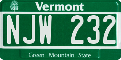 VT license plate NJW232