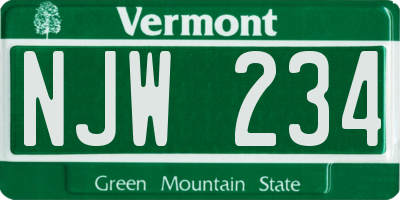 VT license plate NJW234
