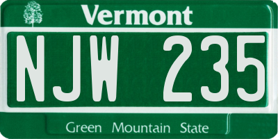 VT license plate NJW235