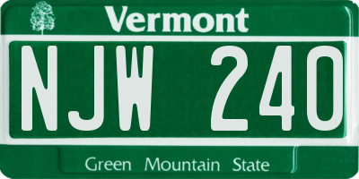 VT license plate NJW240