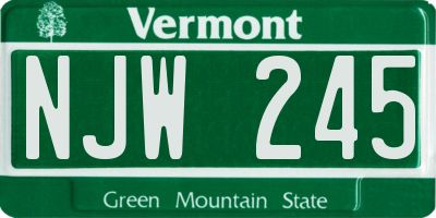 VT license plate NJW245