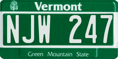 VT license plate NJW247