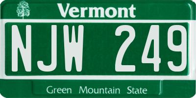 VT license plate NJW249