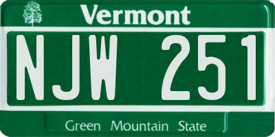 VT license plate NJW251