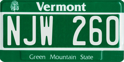 VT license plate NJW260
