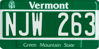 VT license plate NJW263