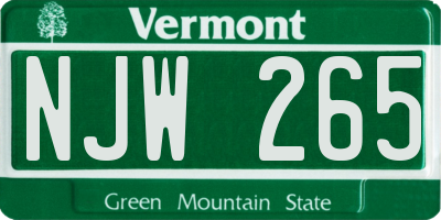 VT license plate NJW265