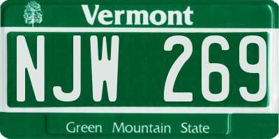 VT license plate NJW269