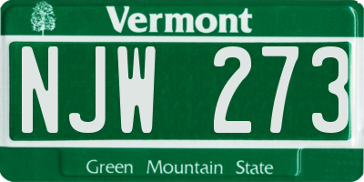 VT license plate NJW273