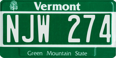 VT license plate NJW274