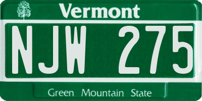 VT license plate NJW275