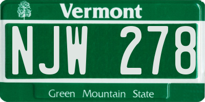 VT license plate NJW278