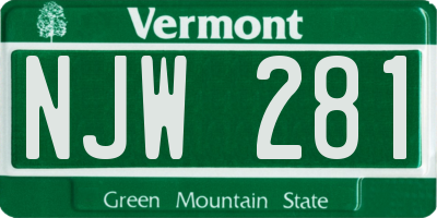 VT license plate NJW281