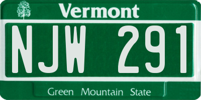 VT license plate NJW291