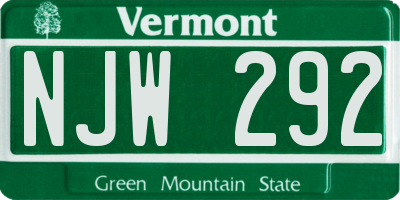 VT license plate NJW292