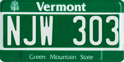 VT license plate NJW303