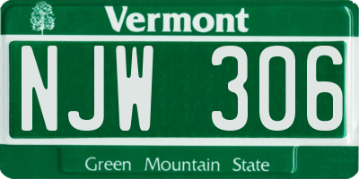 VT license plate NJW306