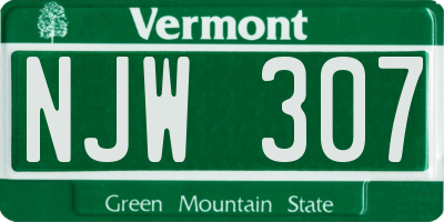 VT license plate NJW307