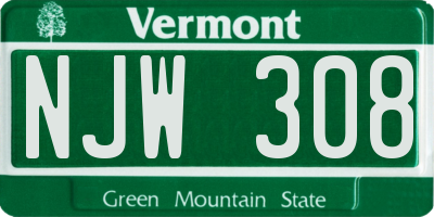VT license plate NJW308