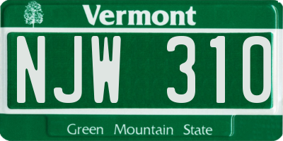 VT license plate NJW310