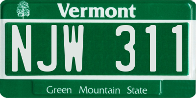 VT license plate NJW311