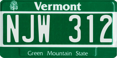 VT license plate NJW312
