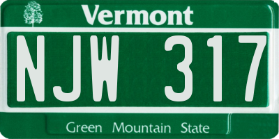 VT license plate NJW317