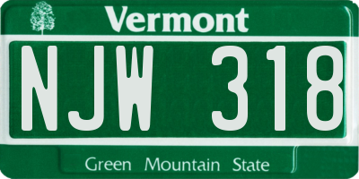 VT license plate NJW318