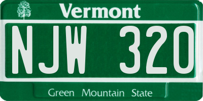 VT license plate NJW320