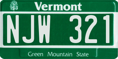VT license plate NJW321