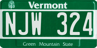 VT license plate NJW324