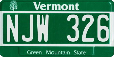 VT license plate NJW326