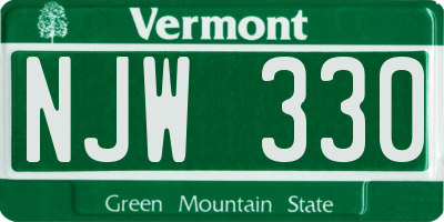 VT license plate NJW330