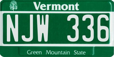 VT license plate NJW336