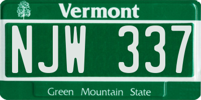 VT license plate NJW337