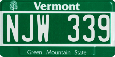 VT license plate NJW339