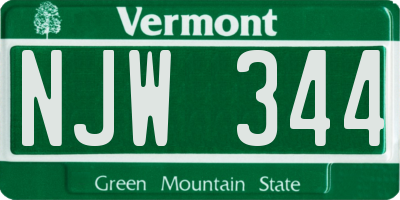 VT license plate NJW344