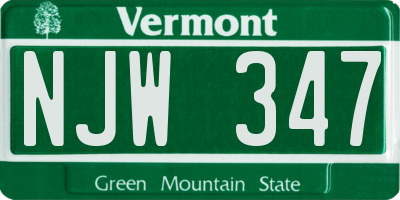 VT license plate NJW347