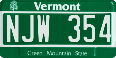 VT license plate NJW354