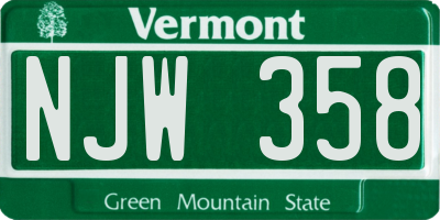 VT license plate NJW358