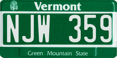 VT license plate NJW359